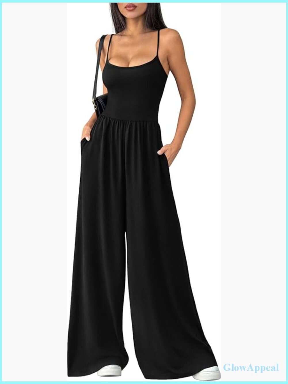Sleeveless Wide Leg Jumpsuit with Pockets Backless Romper